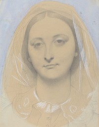 Mademoiselle Mary de Borderieux (1857) drawing in high resolution by Jean Auguste Dominique Ingres.  