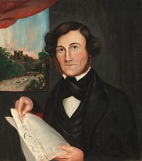 Man Named Hubbard Reading "Boston Atlas" (1843) or after.  