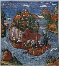 The Fleet of Aeneas Arrives in Sight of Italy (Aeneid, Book III), Master of the Aeneid