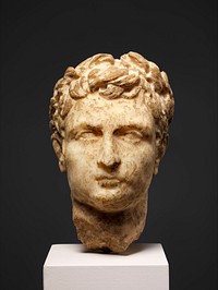 Marble head of a man wearing a laurel wreath