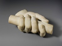 Marble left hand holding a scroll