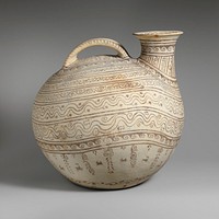 Terracotta askos (flask with a spout and handle over the top)