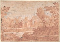 Landscape with Architectural Structure, Anonymous, Italian, Roman-Bolognese, 17th century