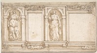 Design for Wall Decoration with Two Female Figures by Il Pomarancio (Niccolò Circignani)