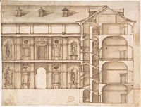 Elevation and Section, Anonymous, Italian, 16th century