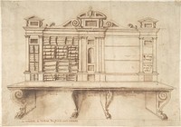 Design for a Bookcase with Writing Desk, Anonymous, Italian, 16th century