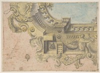 Design for a Decorated Ceiling with Putti and Garlands and a Forshortening of a Balustrade Around an Oculus.