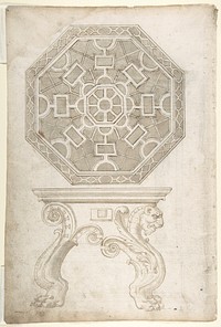 Design for an Octagonal Table and Top (Recto); Design for altar or tomb monument (Verso)