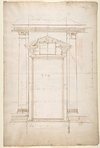 San Lorenzo, Library, Ricetto, entry portal to library, elevation (recto) San Lorenzo, Library, Ricetto, entry portal to library, plan and wall detail (verso)