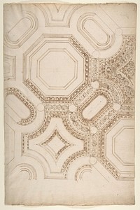 Palazzo Pontifici, Sala Regia, coffer panels, reflected ceiling plan (recto) blank (verso)