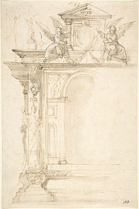 Design for an Altar or Monument with Angels and Other Figures, attributed to Peter Candid (Pieter de Witte, Pietro Candido)