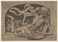 Memento Mori: a skeleton in a niche by Master IAM of Zwolle (Netherlandish, active ca. 1470–95)