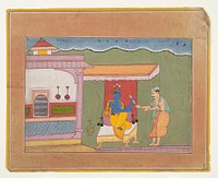 The Brahmin Delivers Rukmini's Letter to Krishna: Page from a Dispersed Bhagavata Purana (Ancient Stories of Lord Vishnu), India (Rajasthan, Bikaner)