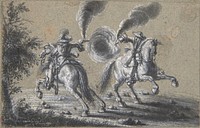 Two Horsemen Shooting at Each Other by Heinrich Werdmüller