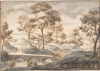 Landscape with Bridge, Anonymous, Italian, 17th century