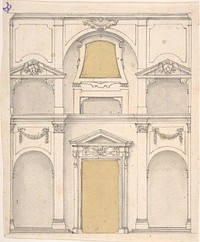 Design for a Wall Elevation over Two Floors, Anonymous, Italian, 17th century