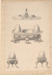 Design for Parade Egg Cups and Combined Egg Cup/Salt Cellar with Lid