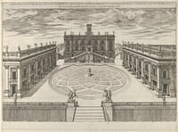 View of the Campidoglio as re-designed by Michelangelo from the 'Speculum Romanae Magnificentiae', Antonio Lafréry by Etienne DuPérac