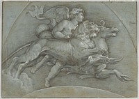 A Winged Putto Riding a Sea Horse and a Lion (after Raphael); verso; The Three Graces (after Raphael), Denijs Calvaert