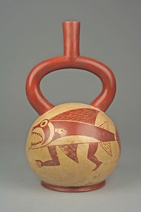 Stirrup Spout Bottle with Sea Monster