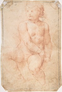 Study of a Seated Putto Looking at His Right (recto); A Woman's Head, Study after the Antique (verso) by Anonymous