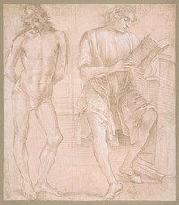 Standing Youth with Hands Behind His Back, and a Seated Youth Reading (recto); Two Studies of Hands (verso)