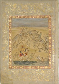 Jahangir Watching an Elephant Fight