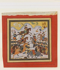 "Rustam Seizes Afrasiyab by the Girdle and Lifts him from the Saddle", Folio from a Shahnama (Book of Kings), author Abu'l Qasim Firdausi