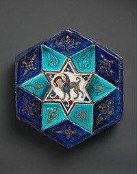 Hexagonal Tile Ensemble with Sphinx, ca. 1160s–70s