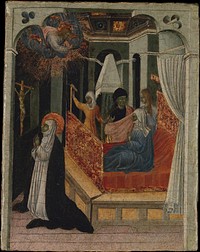 Saint Catherine of Siena Beseeching Christ to Resuscitate Her Mother by Giovanni di Paolo (Giovanni di Paolo di Grazia)