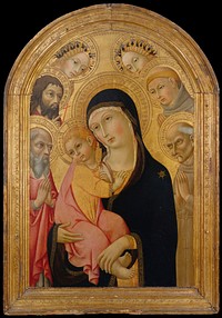 Madonna and Child with Saints Jerome, Bernardino, John the Baptist, and Anthony of Padua and Two Angels by Sano di Pietro (Ansano di Pietro di Mencio)