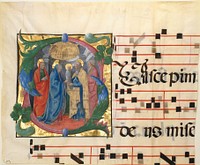 Manuscript Illumination with the Presentation in the Temple in an Initial S, from a Gradual