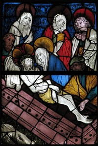 Stained Glass Panel with the Entombment, German