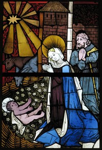 Stained Glass Panel with the Nativity, German