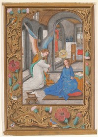 Manuscript Leaf with the Annunciation, from a Book of Hours, South Netherlandish