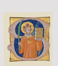 Manuscript Illumination with Saint Stephen in an Initial S, from an Antiphonary 