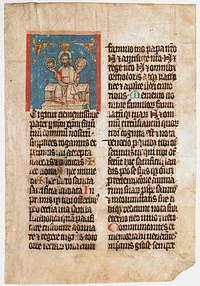 Manuscript Leaf with the Holy Trinity in an Initial T, from a Missal