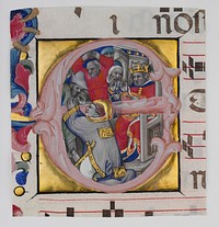 Manuscript Illumination with the Martyrdom of Saint Stephen in an Initial E, from a Gradual 