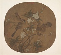 Sparrows, plum blossoms, and bamboo by Unidentified artist