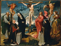 The Crucifixion with Donors and Saints Peter and Margaret, workshop of Cornelis Engebrechtsz (Netherlandish, ca. 1460/62–1527)