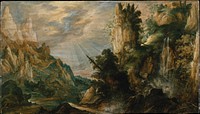 A Mountainous Landscape with a Waterfall by Kerstiaen de Keuninck