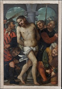 The Flagellation; (reverse) The Madonna of Mercy by Girolamo Romanino