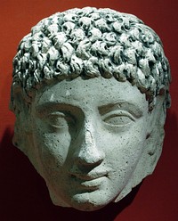 Mask of a young person with an unusual hairstyle, Roman Period (A.D. 120–150)