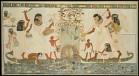 Menna and Family Hunting in the Marshes, Tomb of Menna, Twentieth Century; original New Kingdom by Nina de Garis Davies