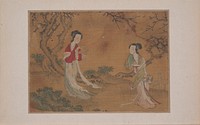 Two Ladies in Foreground of Landscape by Unidentified artist