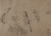 Chinese Bulbuls on Flowering Cherry-Apple by Unidentified artist