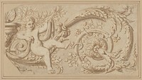 Design for a Frieze with Putto and Acanthus Scroll, anonymous, French, 17th century