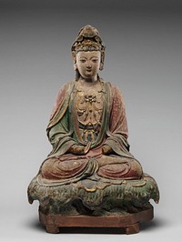 Figure seated on lotiform base