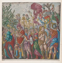 Sheet 7: procession of Musicians and others holding standards, from The Triumph of Julius Caesar by Andrea Andreani (Intermediary draughtsman by Bernardo Malpizzi)