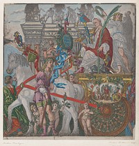 Sheet 9: Julius Caesar in his horse-drawn chariot, from The Triumph of Julius Caesar, Andrea Andreani 